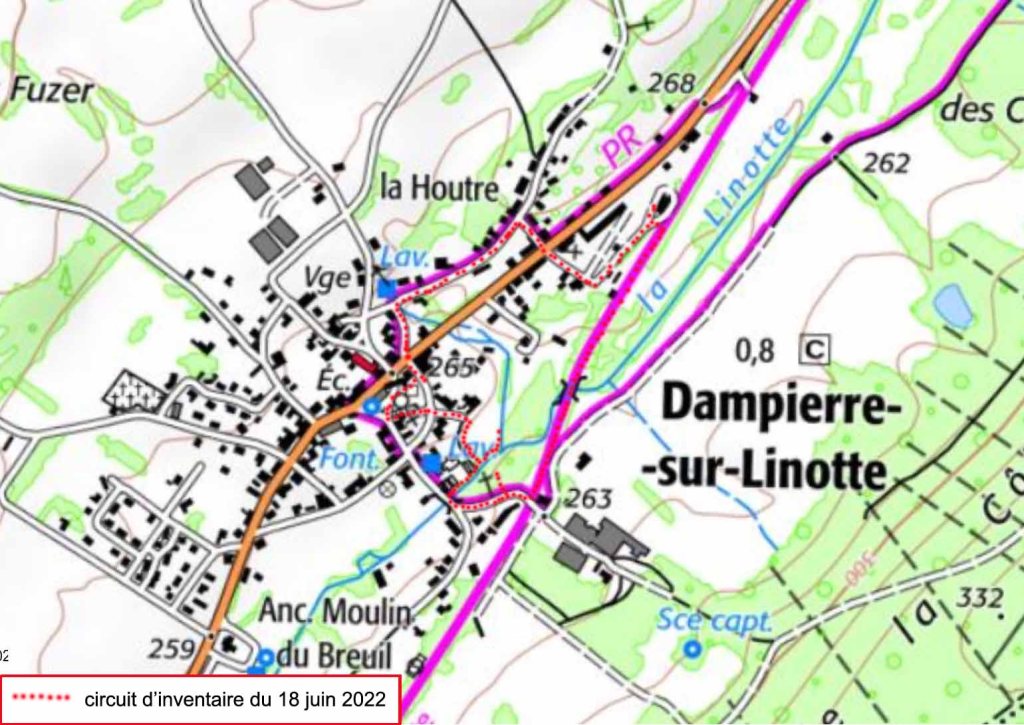Circuit utilisé pour les observations du 18 juin 2022 à Dampierre-sur-Linotte